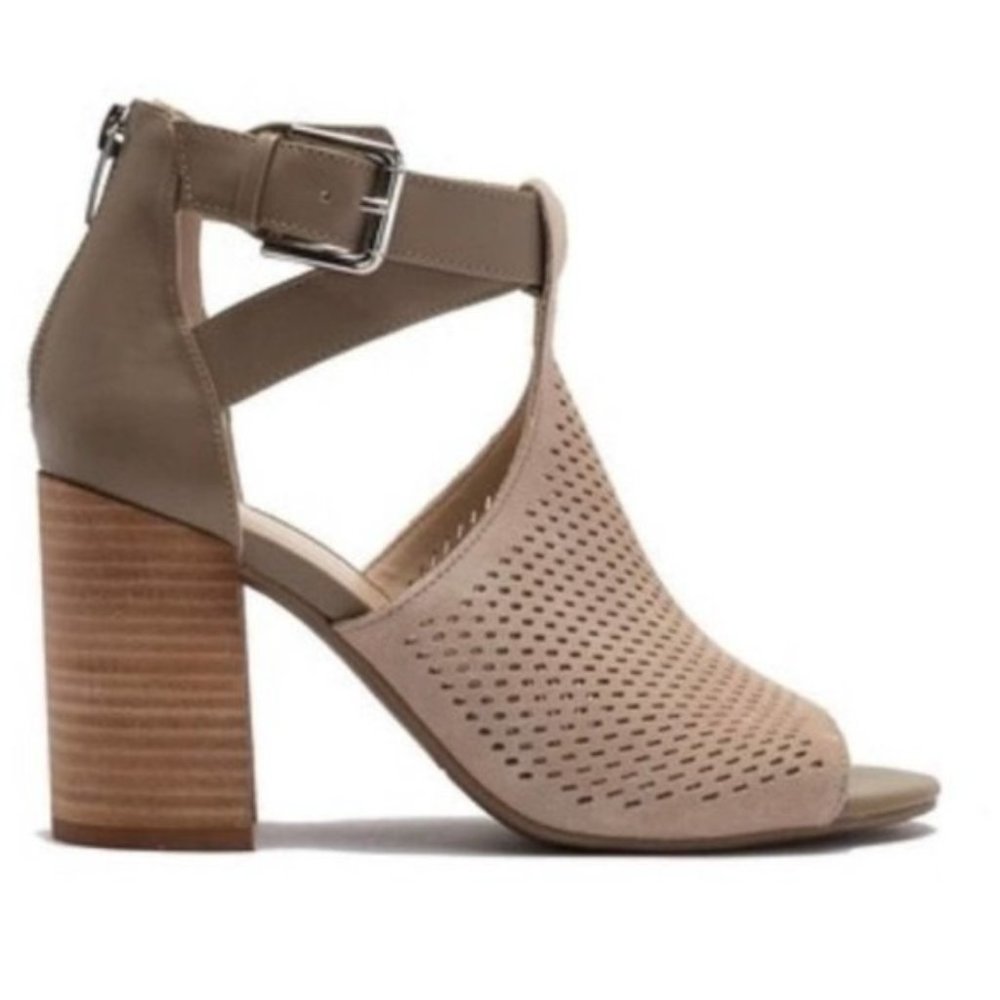 Marc Fisher Stacked Heel Open Toe Booties